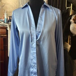 Silk Blue Button-Up Shirt
